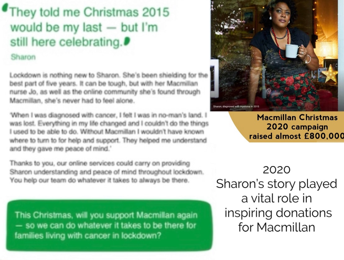 Sharon-Ann Phillips Macmillan Christmas 2020 campaign — They told me Christmas 2015 would be my last but I'm still here celebrating