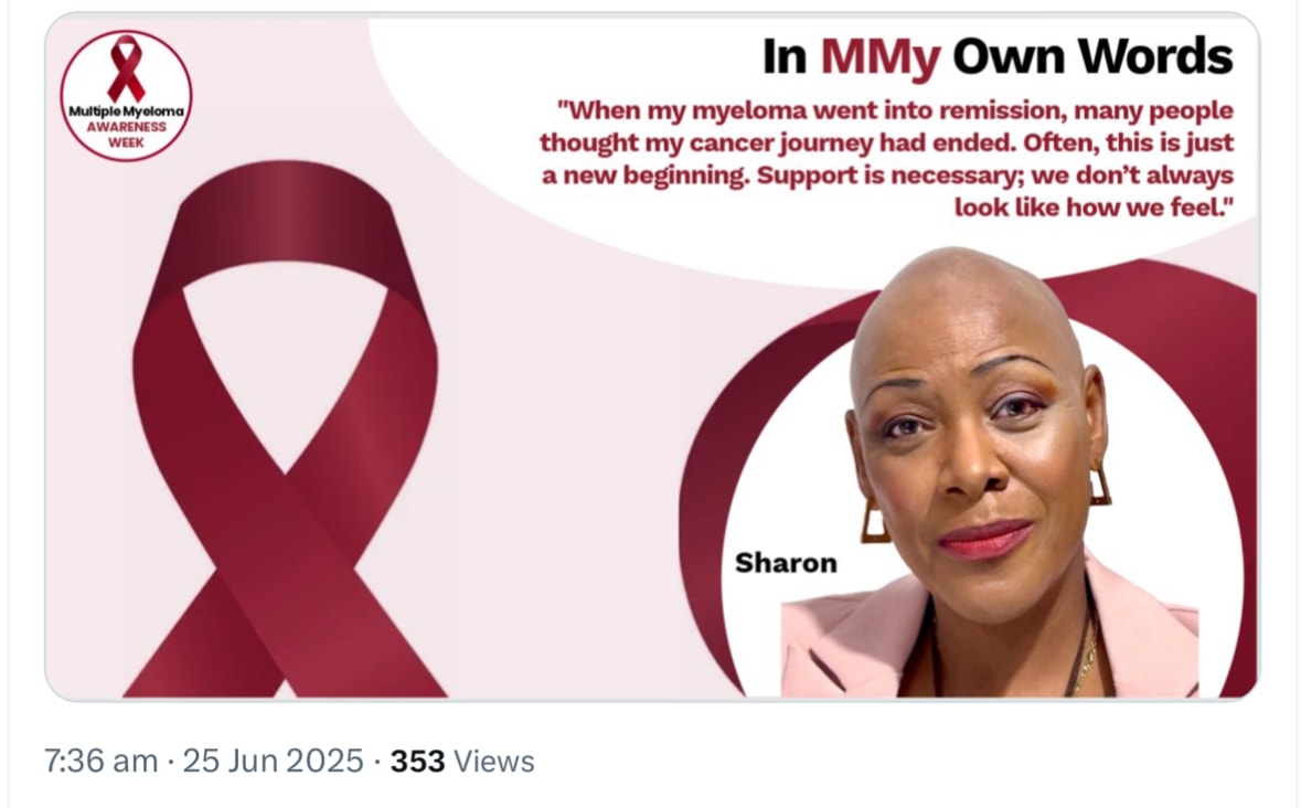 Sharon-Ann Phillips sharing her story on ByYourSide, Pfizer UK's patient support site